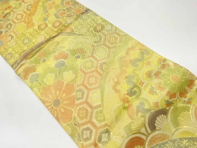 佐賀錦華紋・蜀江に花模様織出し袋帯